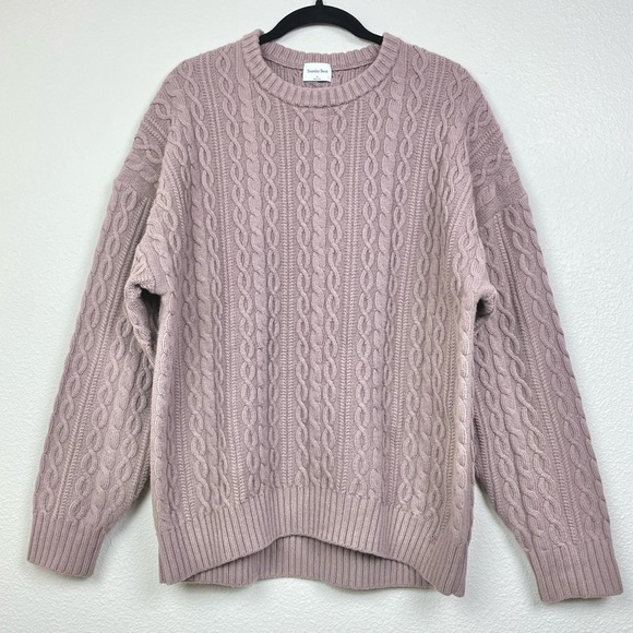 Sunday Best Women's Medium Peggy Sweater Cable Knit Oversized Deep Taupe Neutral - Picture 6 of 16